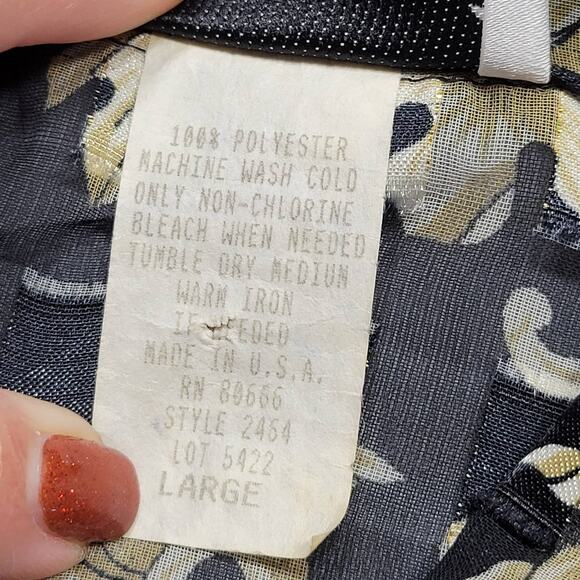 Expose Black Gold Shirt Preppy Floral Long Sleeves Button Up Womens Size L Top - Picture 10 of 10